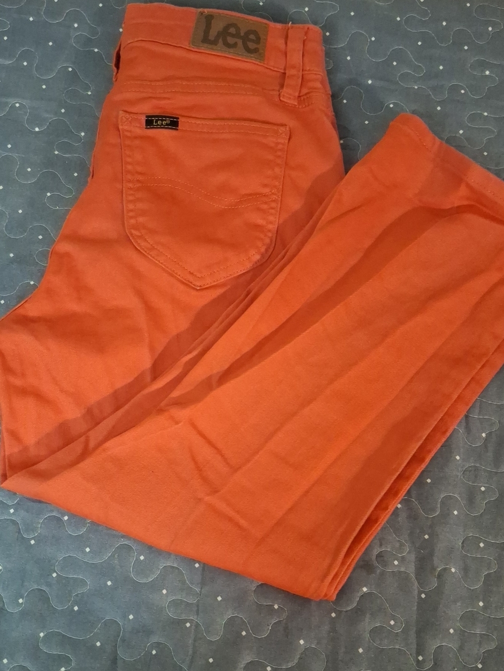 Lee Bright Orange Denim Cropped Jeans